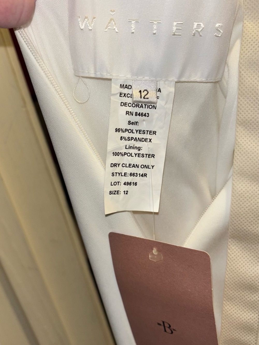 Watters Hyde Wedding Dress – Modern Low‑Back Crepe Gown - Size 12 - Picture 7 of 8